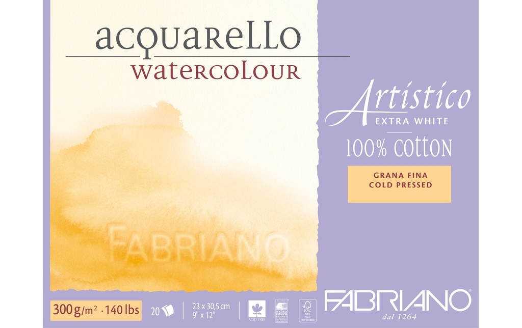 Fabriano Bloc aquarelle Artistico Extra White 23 x 30.5 cm