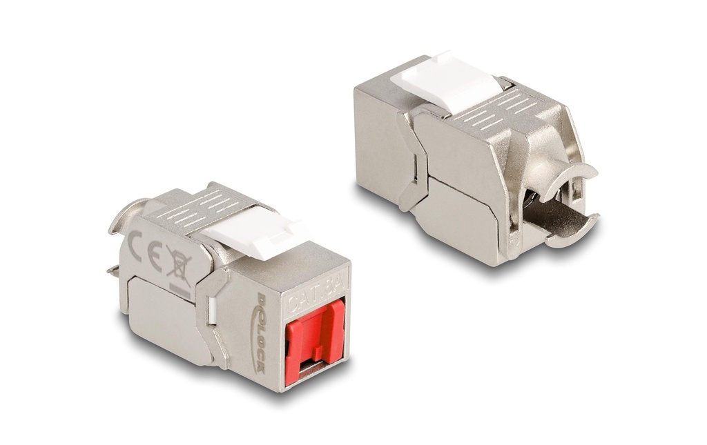 Delock Module Keystone RJ45 Cat.6A avec capot anti-poussière rouge