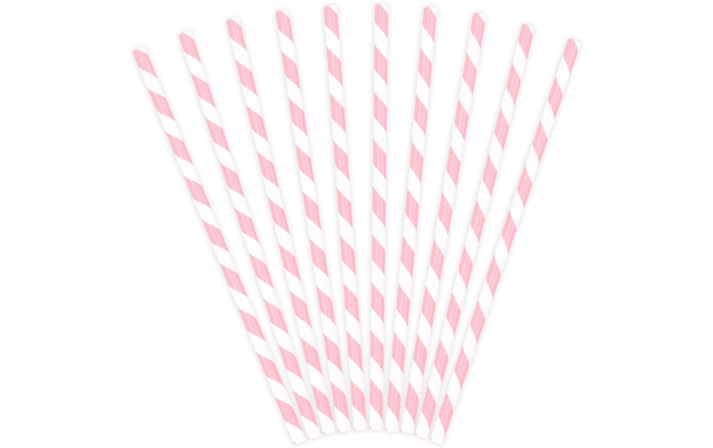 Partydeco Paille 19,5 cm, 10 Pièce/s, Blanc/Rose