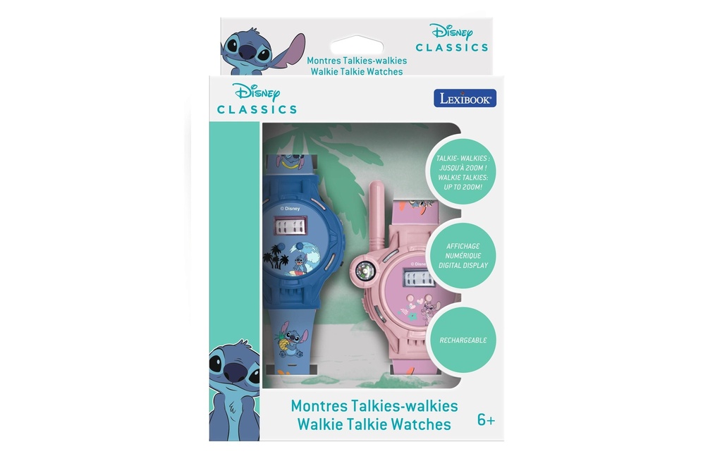 Lexibook Montre numérique Stitch avec talkie-walkie Bleu/Rose
