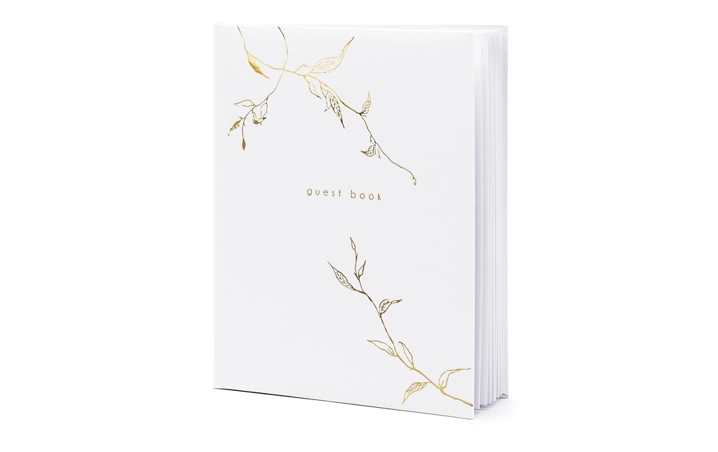 Partydeco Livre d’or Guest Book 20 x 24.5 cm, or/blanc