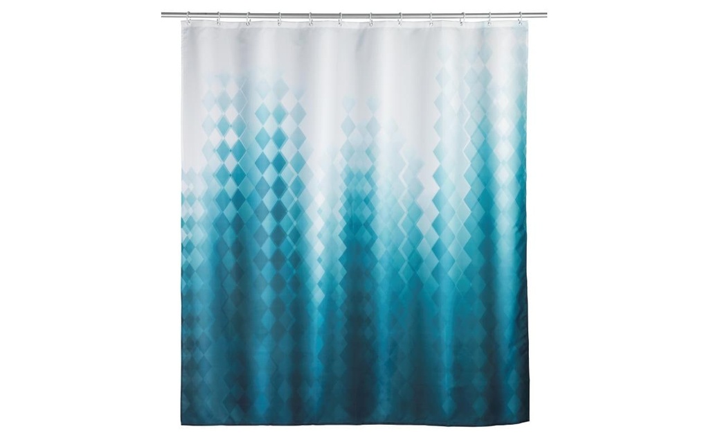 Wenko Rideau de douche Tullin 180 x 200 cm, Blanc/Turquoise foncé