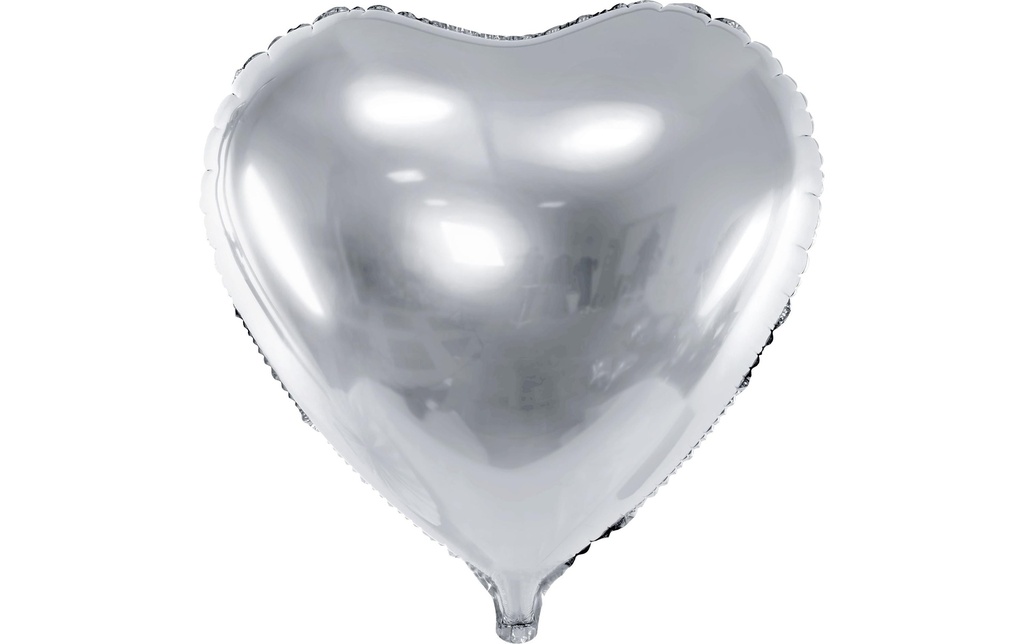 Partydeco Ballon en aluminium Cœur Argenté
