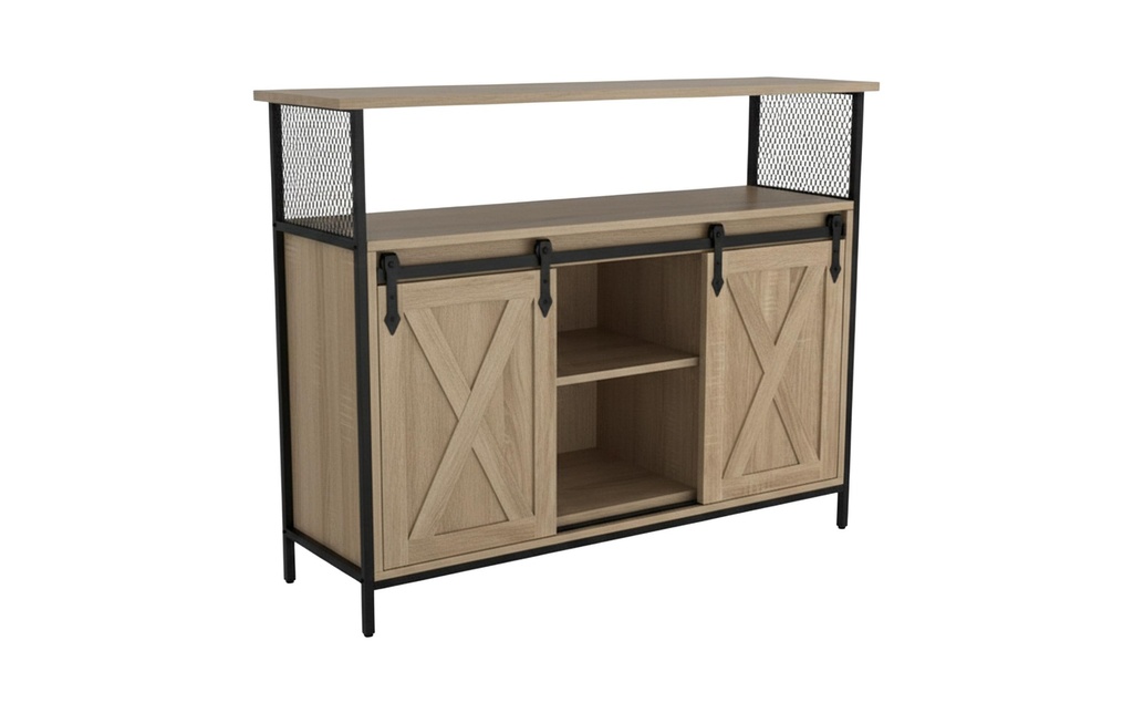 relaxdays Buffet 80 x 100 x 33 cm brun clair/noir