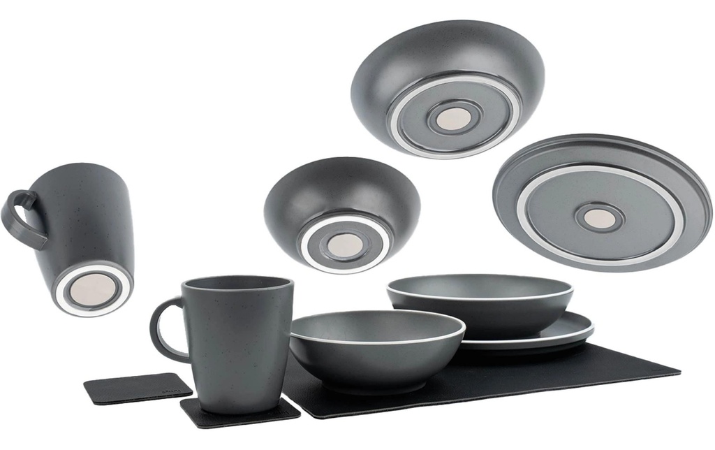 Silwy Set de vaisselle en plastique magnétique Gris dolomite