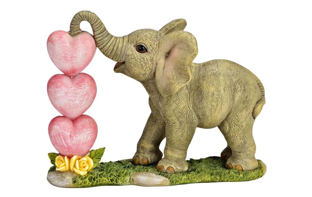 G. Wurm Figure décorative Éléphant avec un cœur 14 x 11 x 7 cm, Gris