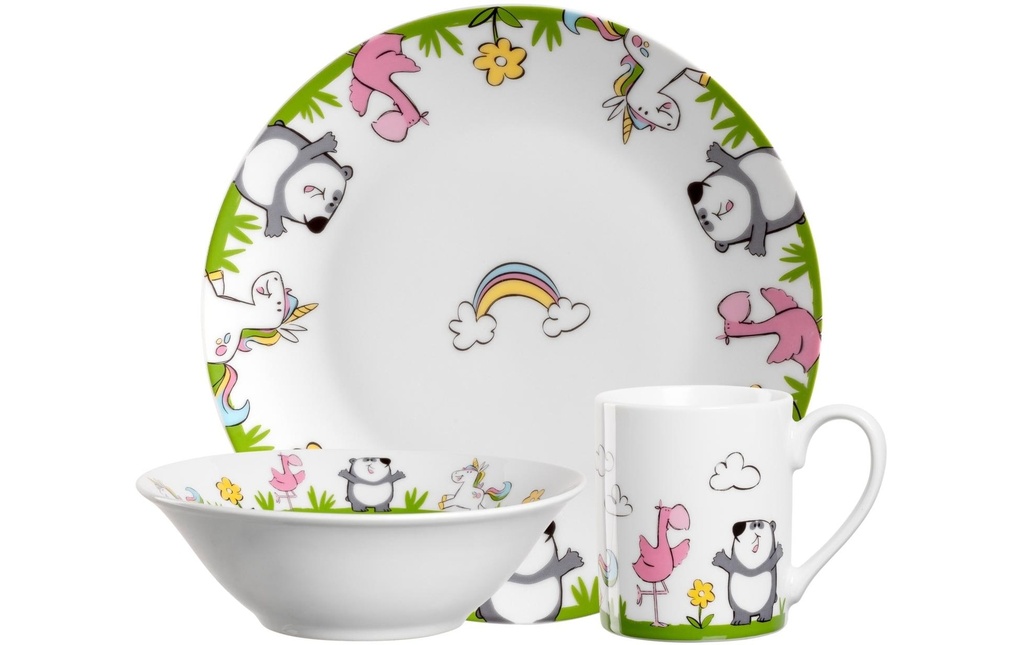 LEONARDO Service de table pour enfants Bambini Flamingo/Panda/Licorne, 3 pièces