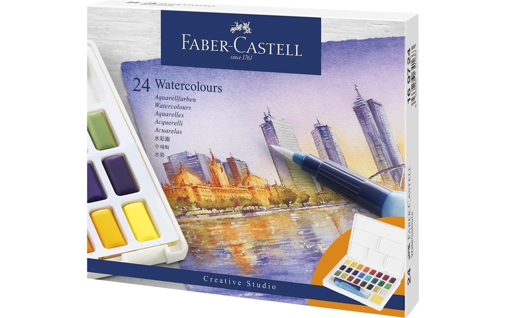 FABER-CASTELL Coul.aquarelle godets à 24coul