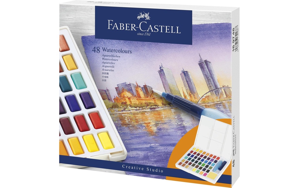 FABER-CASTELL Coul.aquarelle godets à 48coul