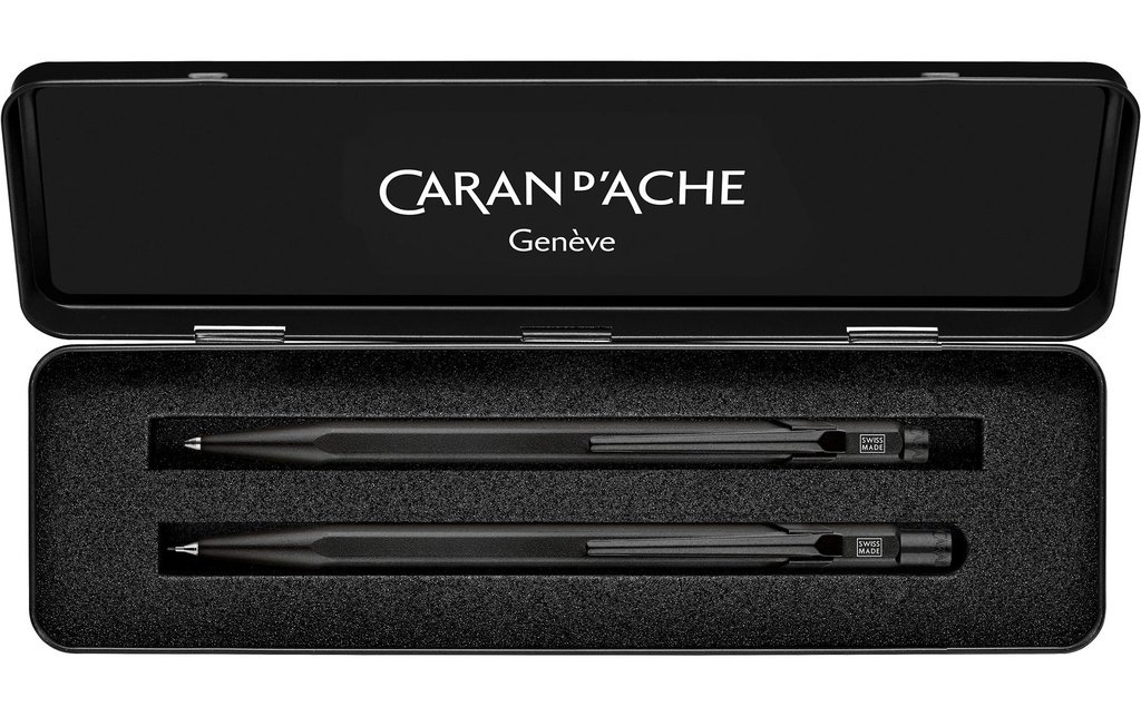 Caran d'Ache Set d'écriture 849 et 844, Black Code 0.7 mm; 1 mm, Noir