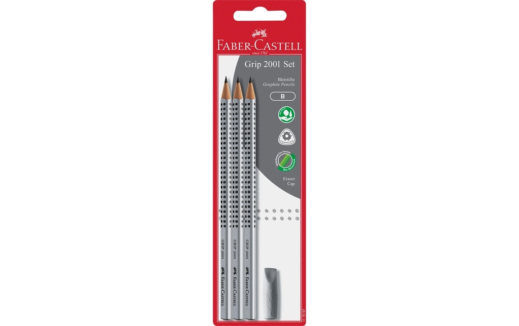 Faber-Castell Crayon Kit Grip 2001 B, 3 pièces