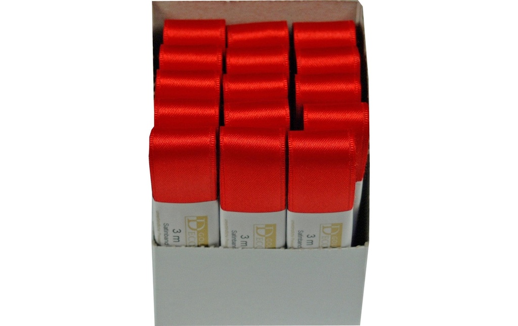 GOLDINA Ruban de satin 25 mm x 3 m, rouge, 1 pièce