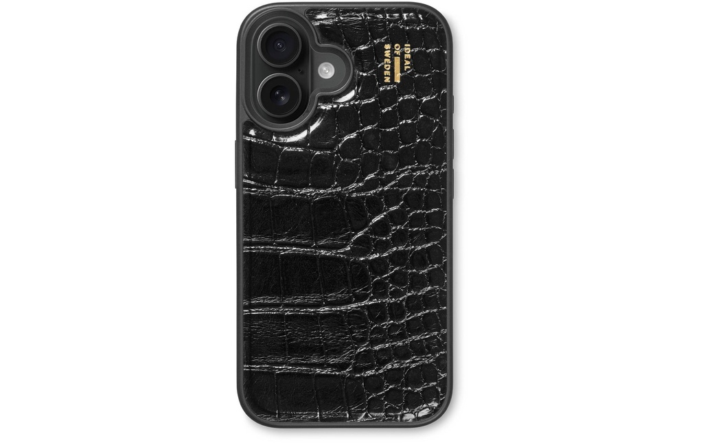 Ideal of Sweden Coque arrière Croco iPhone 16 Plus Noir