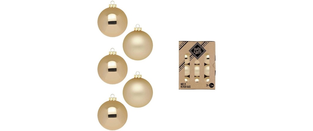 Holly & Jolly Boule de Noël Or brocart Ø 3 cm 24 pièces