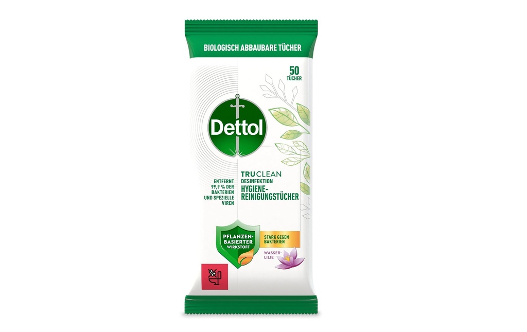 Dettol Nettoyant tout usage Lingettes désinfectantes Nénuphar 50 pièces