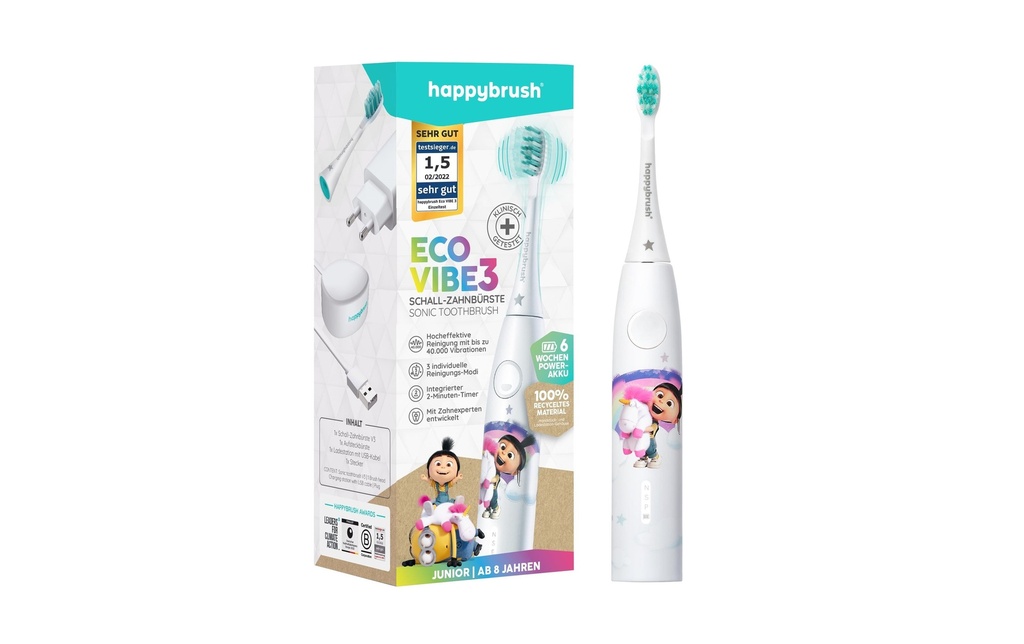 happybrush Brosse à dents sonique StarterKit Eco Vibe 3 Agnes Blanc