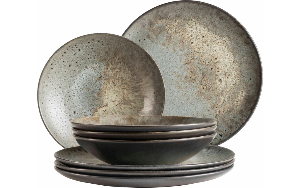 Mäser Set d’assiettes Carellia 8 pièces, gris