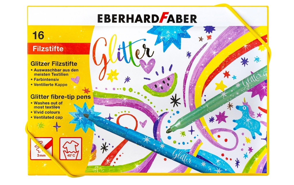 Eberhard Faber Crayon feutre Paillettes 16 pièces, multicolore