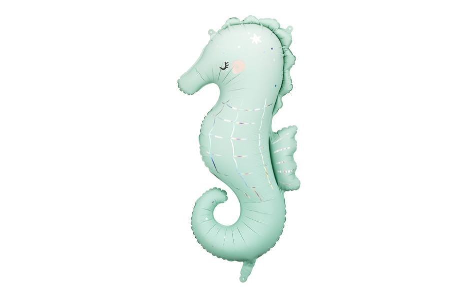 Partydeco Ballon en aluminium Hippocampe, Vert, 47 x 98 cm, 1 pièce