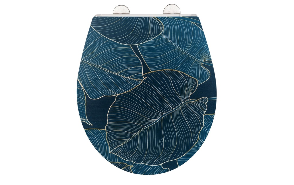 Wenko Siège de toilette Big Leaves Système d'abaissement automatique, Bleu/Vert