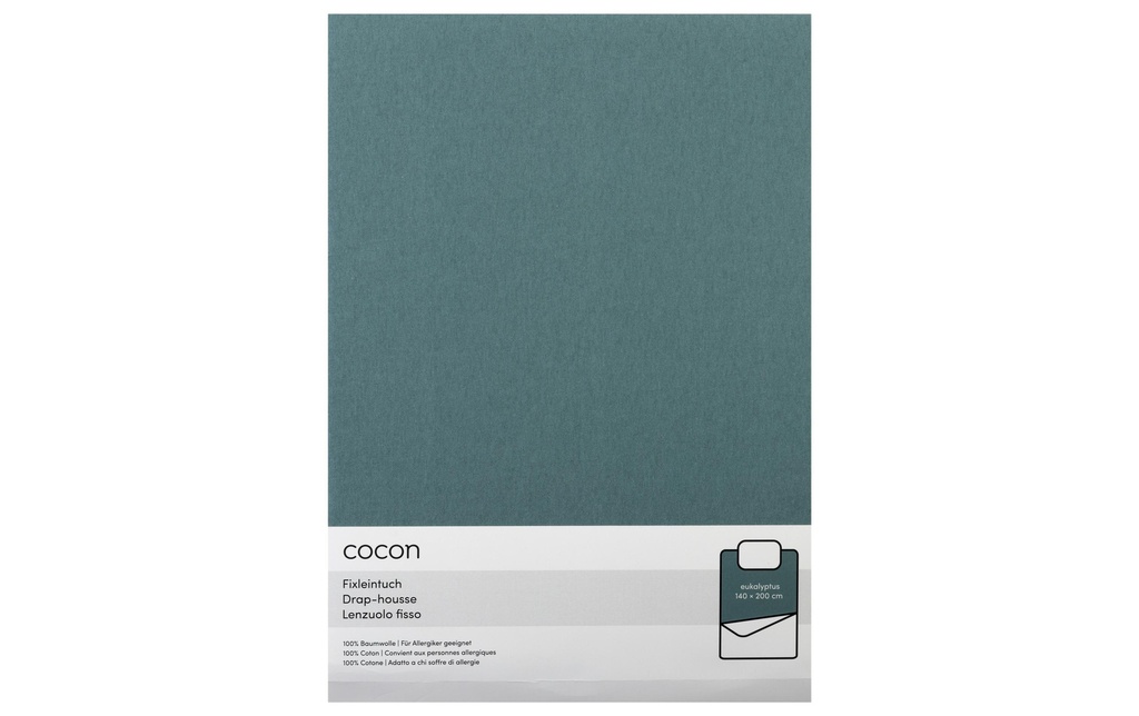 COCON Drap-housse Jersey 140-160 x 200 cm, Eucalyptus
