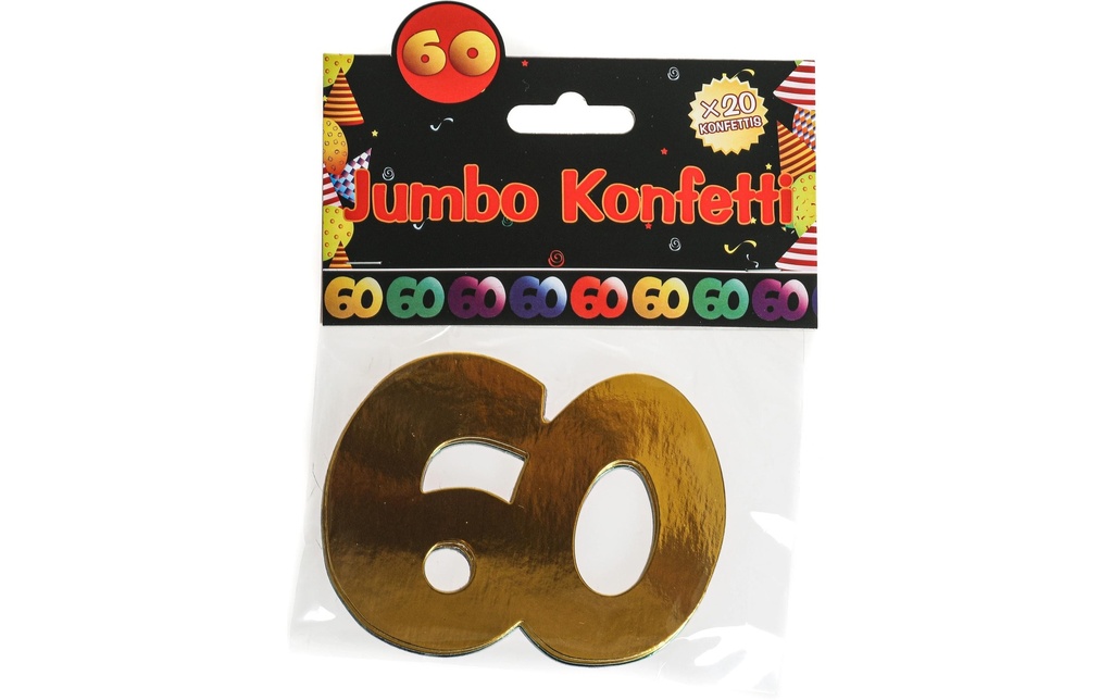 Trendcompany Confetti 60e anniversaire 7.5 x 10 cm, multicolore, 20 pièces