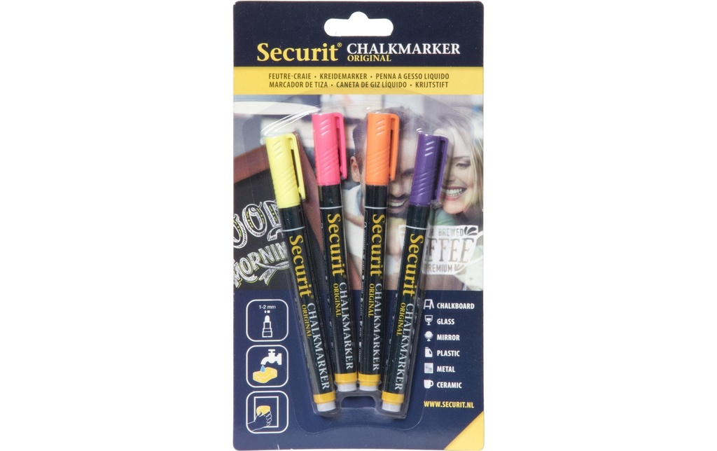 Securit Marqueur craie liquide 1-2 mm 4 pièces