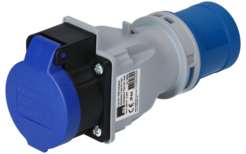maxCAMP Fiche adaptateur CEE16/3 - T23, bleu/gris