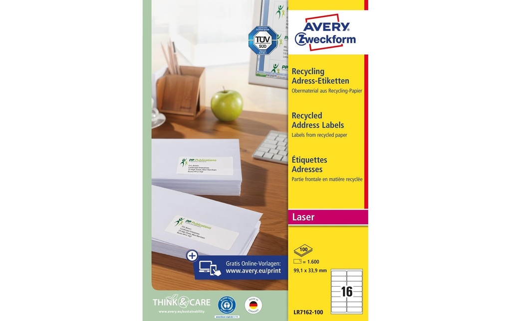 Avery Zweckform Étiquettes d’adresse 99.1 x 33.9 mm, 100 feuille