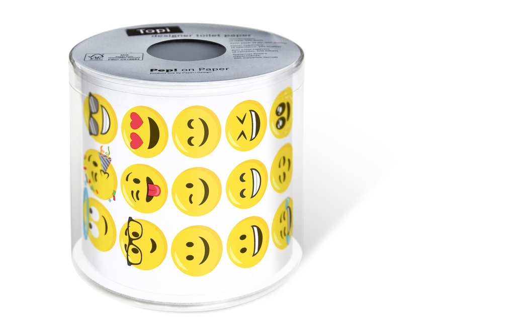 Paper + Design Papier toilette Smileys  rouleaux à 3 couches, Jaune/ Blanc