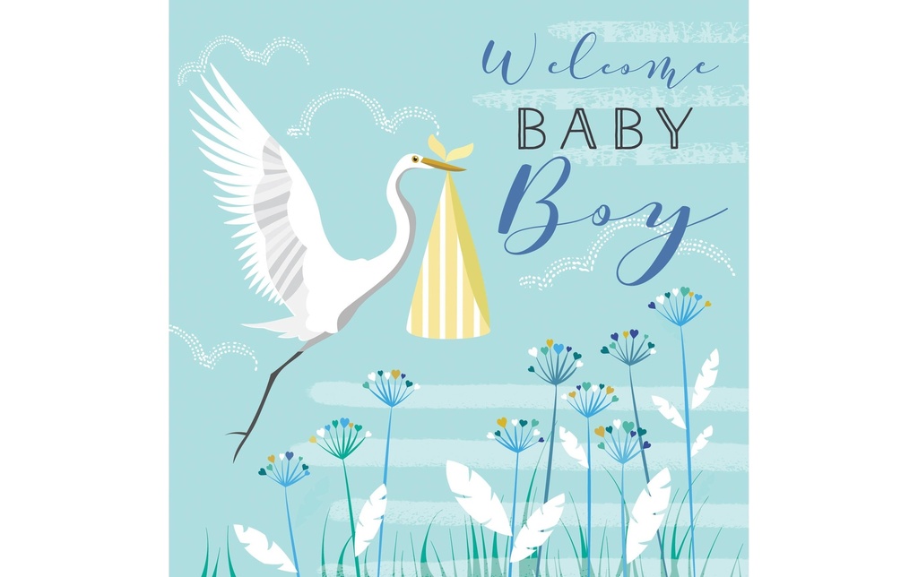 Cart Carte de félicitations Welcome Baby Boy 16 x 16 cm