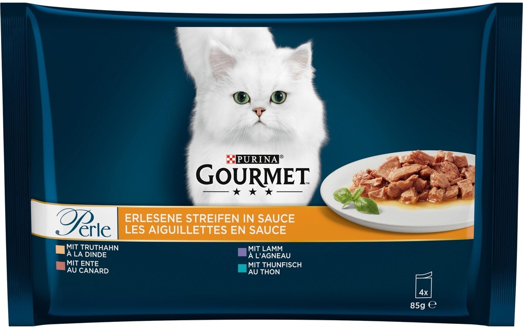 Purina Gourmet Alimentation humide Dinde, thon, canard, agneau 4 x 85g