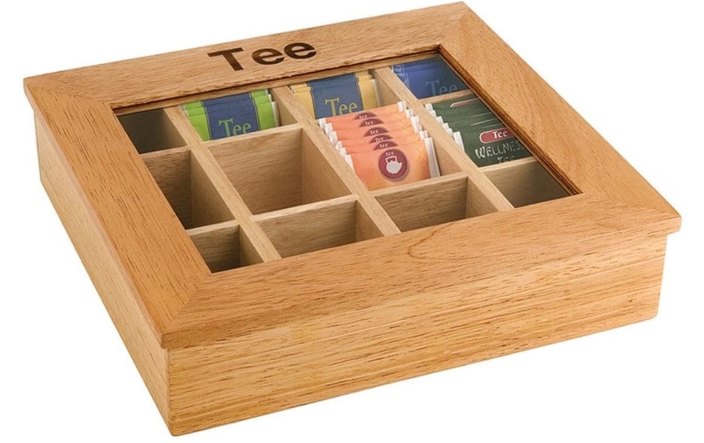APS Boîte à thé avec 12 compartiments Brun clair