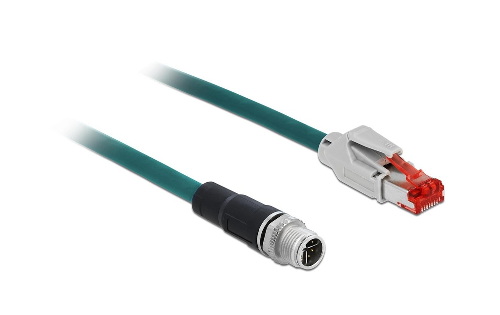 Delock Câble patch RJ-45 - M12, Cat 5e, SF/UTP, 3 m, Bleu