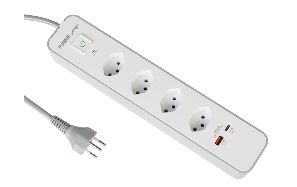 FURBER.power Bloc multiprises 4 x T13, USB-C, USB-A