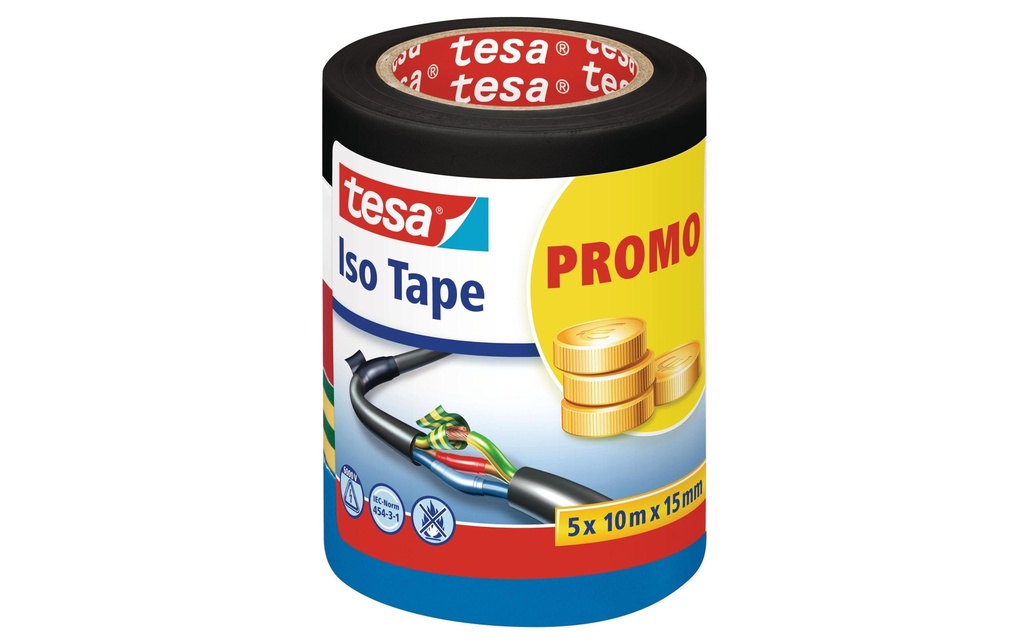 tesa Ruban adhésif Iso Tape 15 mm x 10 m, Multicolore