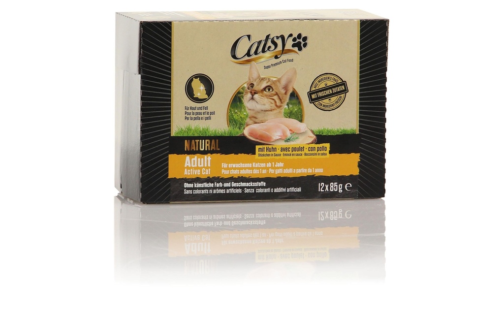 Catsy Alimentation humide Adult Active Cat Chicken, 12 x 85 g