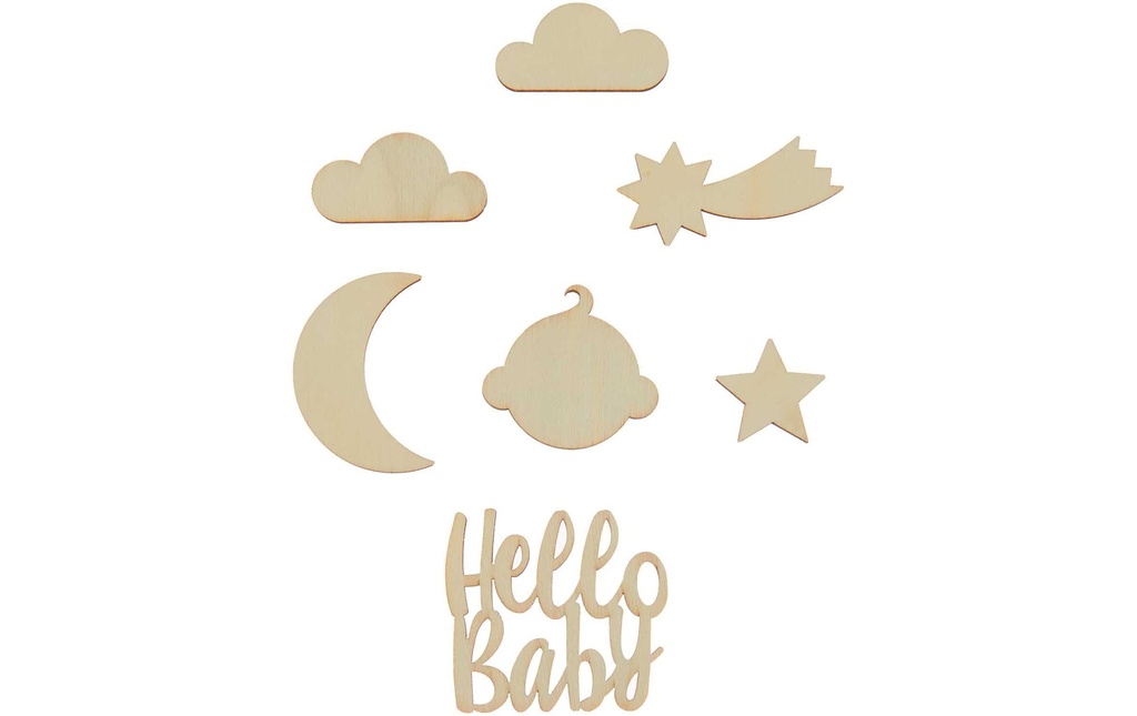 Rico Design Décoration à éparpiller Hello Baby 7 pièces
