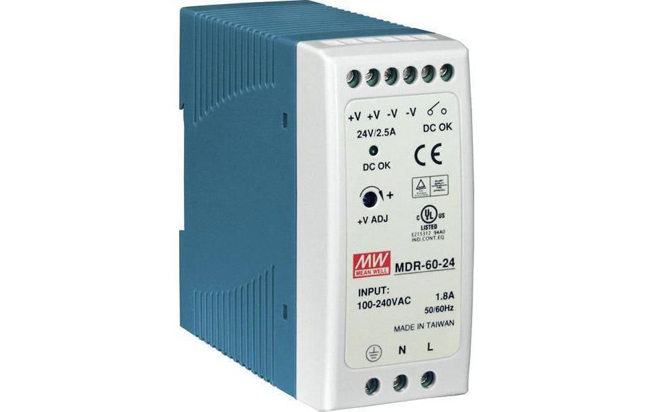 MeanWell Blocs d’alimentation pour rail DIN  60 W, 24 V