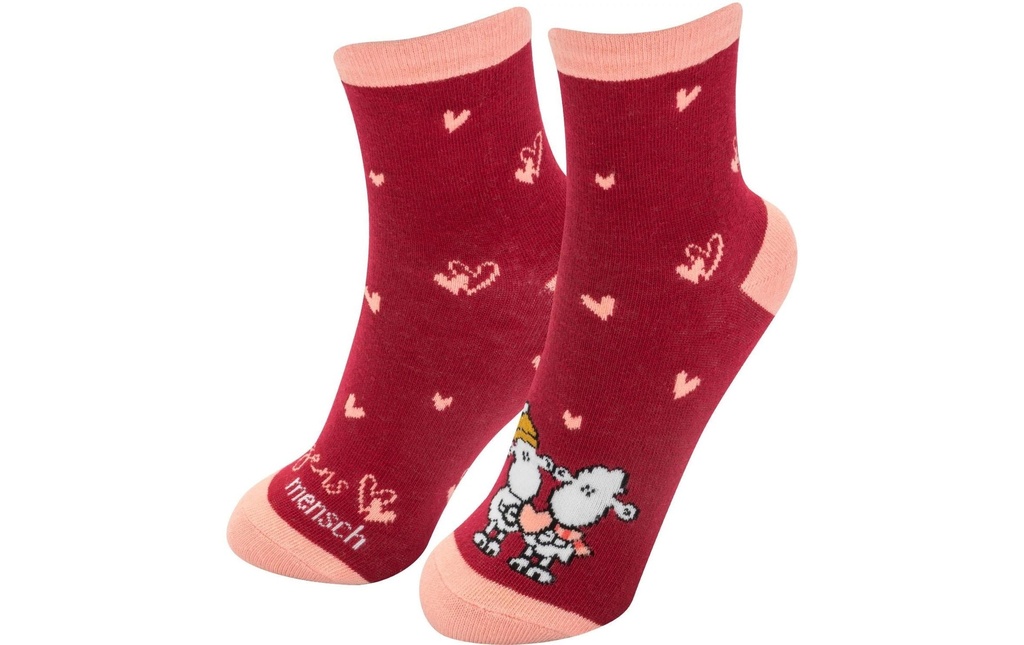 Sheepworld Chaussettes Cœurs de femmes 36 - 40, Rouge