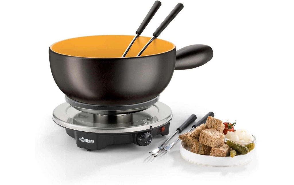 Koenig Service à fondue au fromage B02179 8 Pièce/s, Anthracite/jaune doré