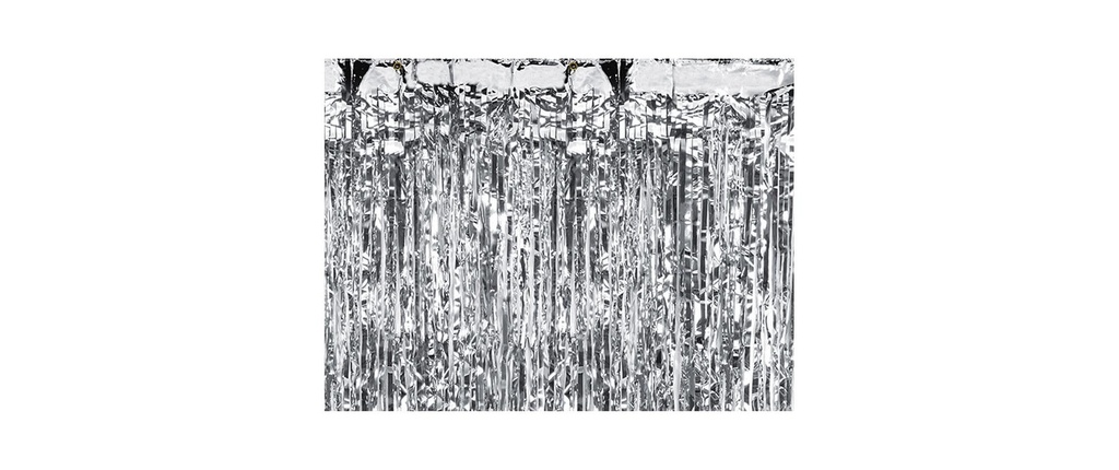 Partydeco Accessoires de fête Rideau 90 x 250 cm, Argenté