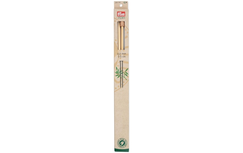 Prym 1530 Aiguilles à tricoter pour vestes BAMBUS 6.00 mm, 33 cm