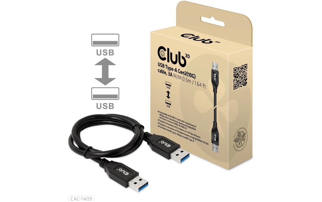 Club 3D Câble USB CAC-1409 USB-A - USB-A 0.5 m