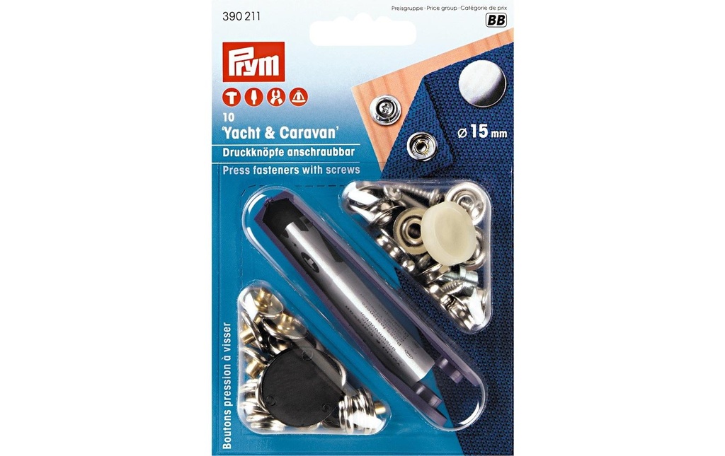 Prym Boutons poussoirs Caravan 15 mm, 10 pièces