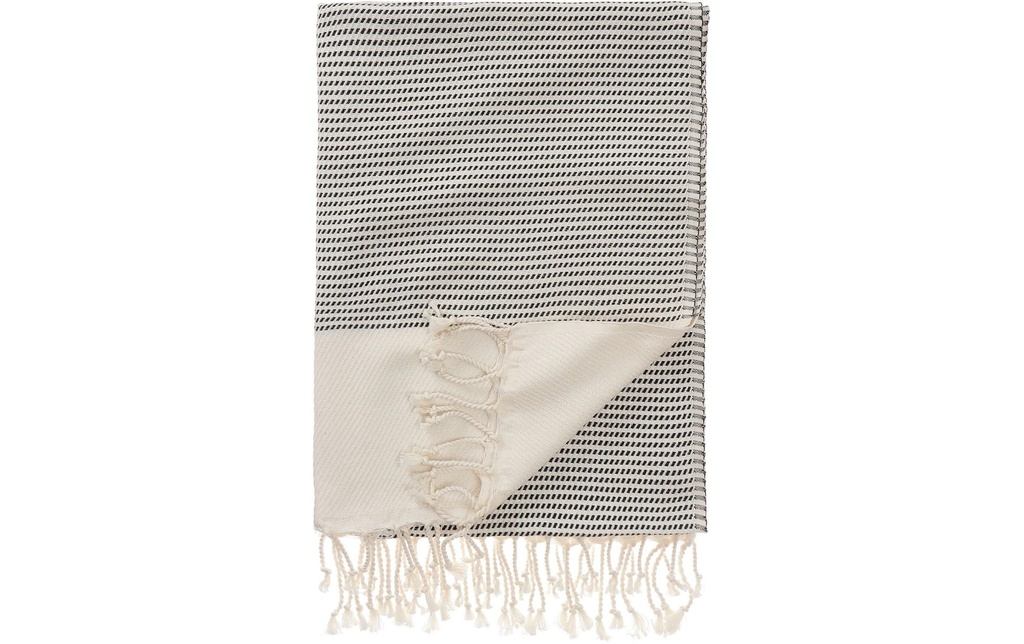 Urbanara Serviette de plage Bolu 95 x 180 cm, noir / blanc naturel