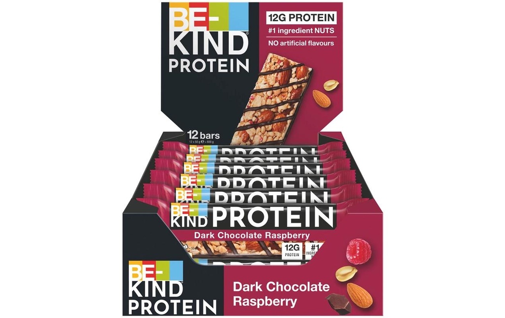 BE-KIND Barre protéinée Dark Chocolate Raspberry 12 x 50 g