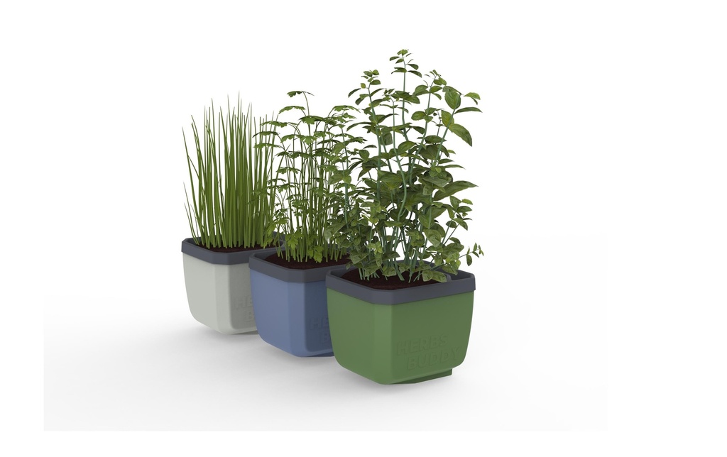 Gusta Garden HERBS BUDDY Pot à herbes aromatiques Set de 3 pièces Trecolore