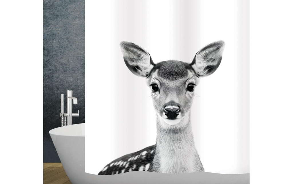 diaqua® Rideau de douche Bambi 120 x 200 cm, Gris/Blanc