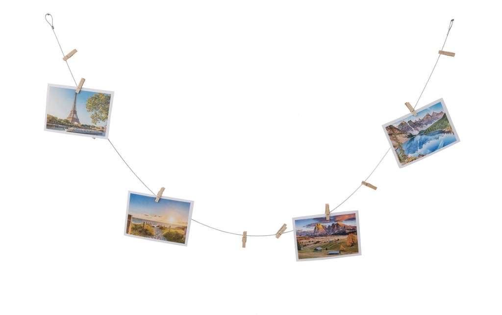COCON Câble photo avec 10 pinces en bois, 140 cm